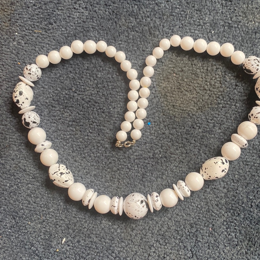 White plastic long necklace